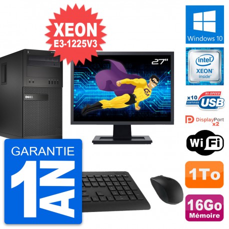 PC Tour Dell XE2 MT Ecran 27" Xeon E3-1225V3 RAM 16Go Disque 1To Windows 10 Wifi