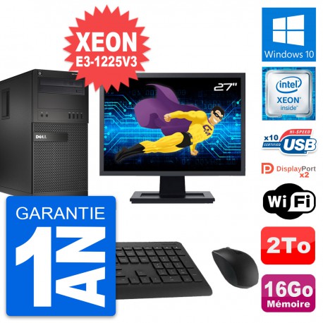 PC Tour Dell XE2 MT Ecran 27" Xeon E3-1225V3 RAM 16Go Disque 2To Windows 10 Wifi