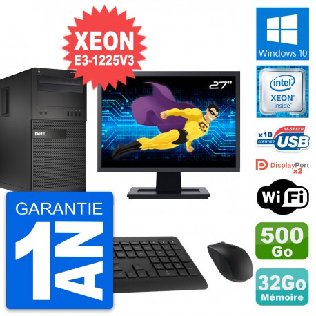 PC Tour Dell XE2 Ecran 27" Intel E3-1225V3 RAM 32Go Disque 500Go Windows 10 Wifi