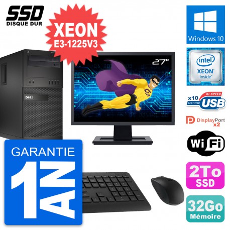 PC Tour Dell XE2 Ecran 27" Intel Xeon E3-1225V3 RAM 32Go SSD 2To Windows 10 Wifi