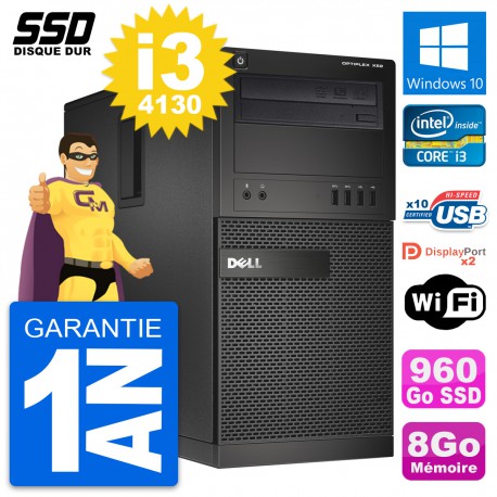 PC Tour Dell OptiPlex XE2 Intel Core i3-4130 RAM 8Go SSD 960Go Windows 10 Wifi