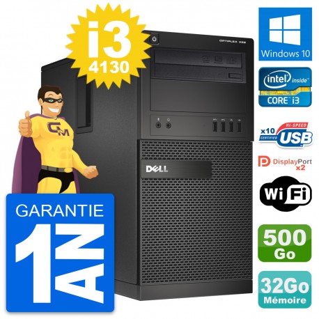 PC Tour Dell OptiPlex XE2 MT Intel i3-4130 RAM 32Go Disque 500Go Windows 10 Wifi