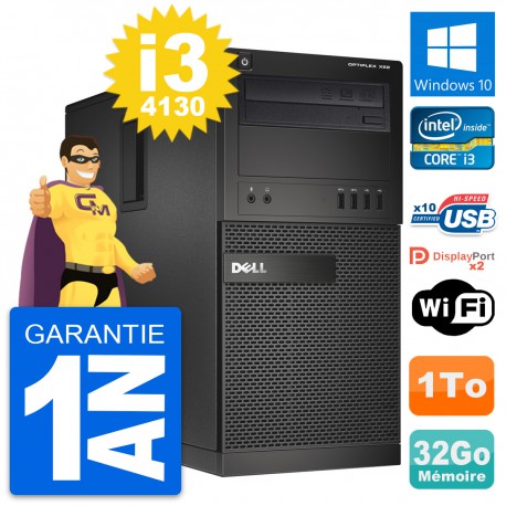 PC Tour Dell OptiPlex XE2 MT Intel i3-4130 RAM 32Go Disque 1To Windows 10 Wifi