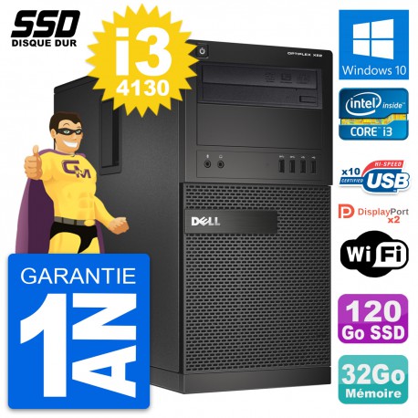PC Tour Dell OptiPlex XE2 MT Intel i3-4130 RAM 32Go SSD 120Go Windows 10 Wifi