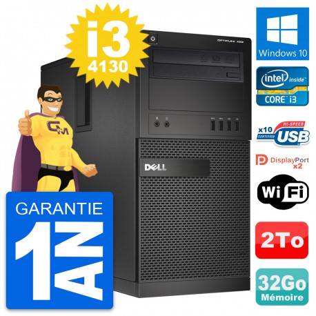 PC Tour Dell OptiPlex XE2 MT Intel i3-4130 RAM 32Go Disque 2To Windows 10 Wifi