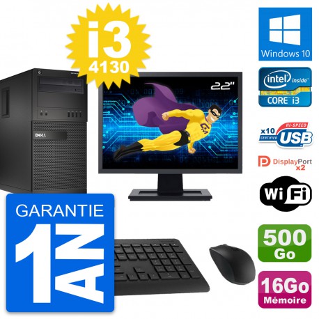 PC Tour Dell XE2 Ecran 22" Intel i3-4130 RAM 16Go Disque 500Go Windows 10 Wifi