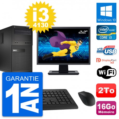PC Tour Dell XE2 MT Ecran 22" Intel i3-4130 RAM 16Go Disque 2To Windows 10 Wifi