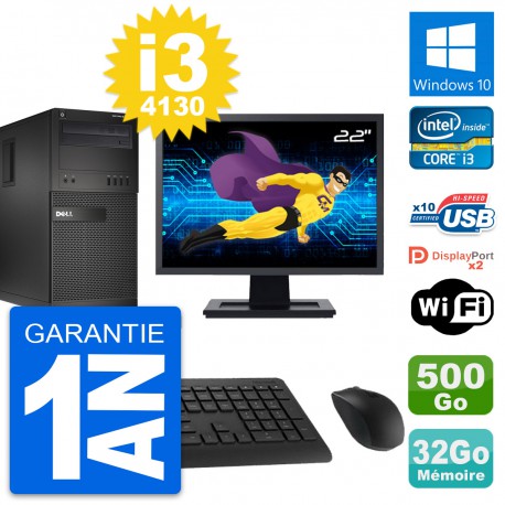 PC Tour Dell XE2 Ecran 22" Intel i3-4130 RAM 32Go Disque 500Go Windows 10 Wifi