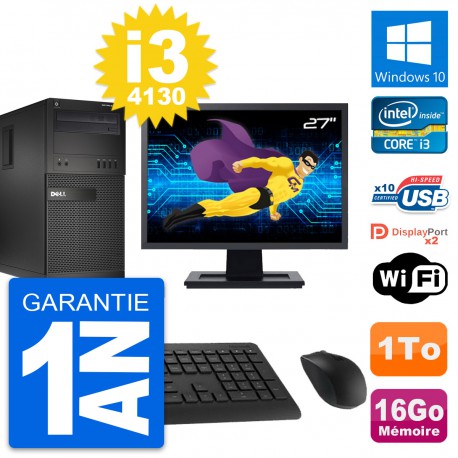 PC Tour Dell XE2 MT Ecran 27" Intel i3-4130 RAM 16Go Disque 1To Windows 10 Wifi