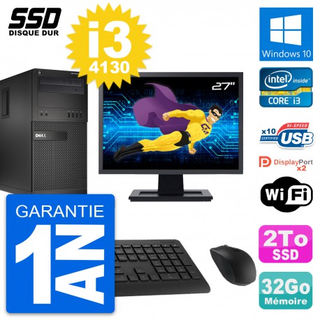 PC Tour Dell XE2 Ecran 27" Intel Core i3-4130 RAM 32Go SSD 2To Windows 10 Wifi