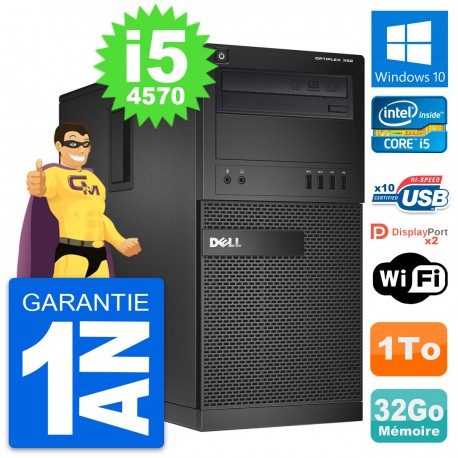 PC Tour Dell OptiPlex XE2 MT Intel i5-4570 RAM 32Go Disque 1To Windows 10 Wifi