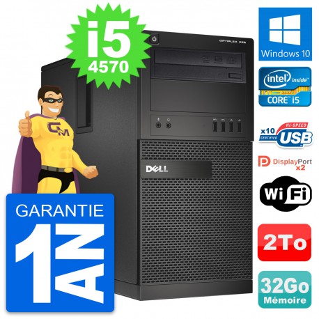 PC Tour Dell OptiPlex XE2 MT Intel i5-4570 RAM 32Go Disque 2To Windows 10 Wifi