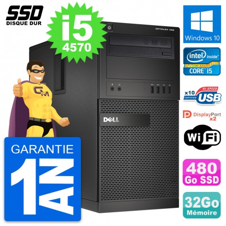 PC Tour Dell OptiPlex XE2 MT Intel i5-4570 RAM 32Go SSD 480Go Windows 10 Wifi