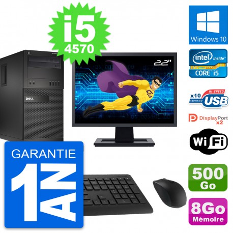 PC Tour Dell XE2 MT Ecran 22" Intel i5-4570 RAM 8Go Disque 500Go Windows 10 Wifi