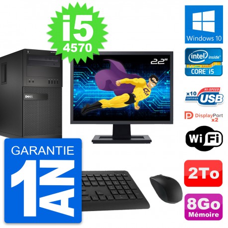 PC Tour Dell XE2 MT Ecran 22" Intel i5-4570 RAM 8Go Disque 2To Windows 10 Wifi