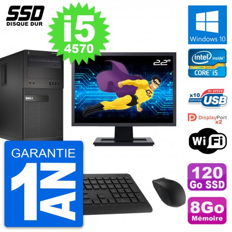 PC Tour Dell XE2 MT Ecran 22" Intel i5-4570 RAM 8Go SSD 120Go Windows 10 Wifi