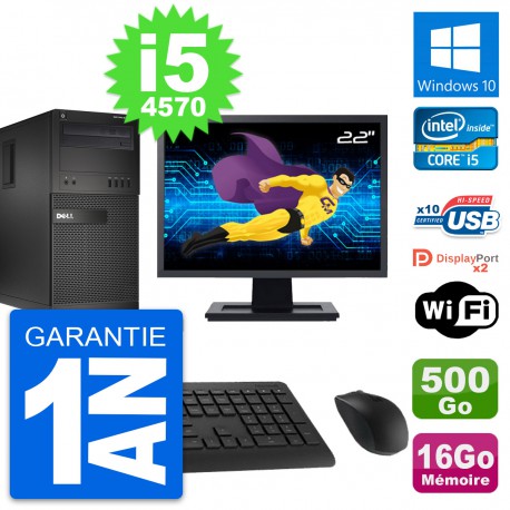 PC Tour Dell XE2 Ecran 22" Intel i5-4570 RAM 16Go Disque 500Go Windows 10 Wifi