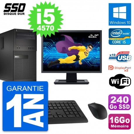 PC Tour Dell XE2 MT Ecran 22" Intel i5-4570 RAM 16Go SSD 240Go Windows 10 Wifi