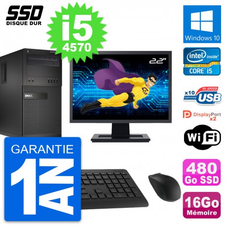 PC Tour Dell XE2 MT Ecran 22" Intel i5-4570 RAM 16Go SSD 480Go Windows 10 Wifi
