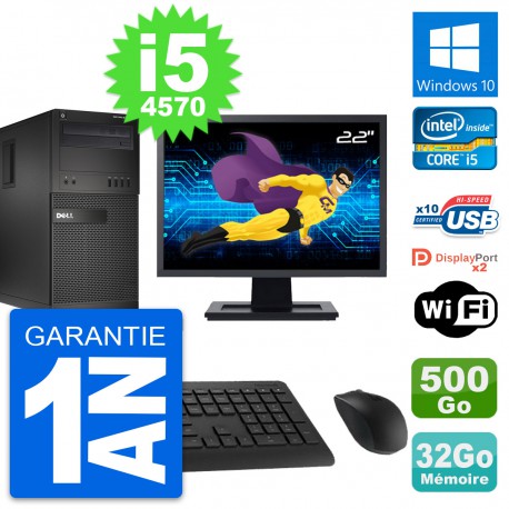 PC Tour Dell XE2 Ecran 22" Intel i5-4570 RAM 32Go Disque 500Go Windows 10 Wifi