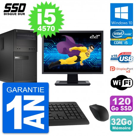 PC Tour Dell XE2 MT Ecran 22" Intel i5-4570 RAM 32Go SSD 120Go Windows 10 Wifi