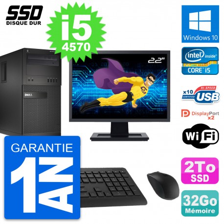 PC Tour Dell XE2 Ecran 22" Intel Core i5-4570 RAM 32Go SSD 2To Windows 10 Wifi