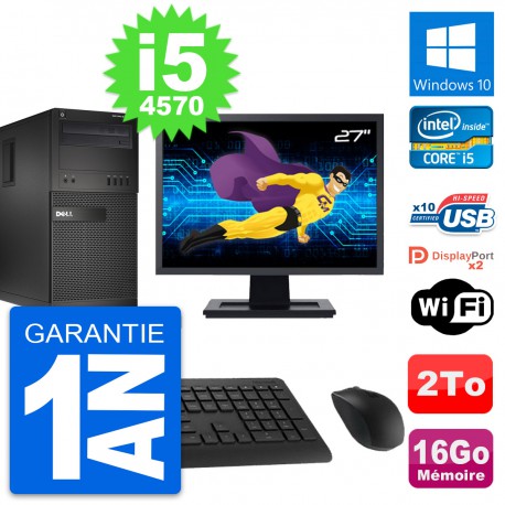 PC Tour Dell XE2 MT Ecran 27" Intel i5-4570 RAM 16Go Disque 2To Windows 10 Wifi