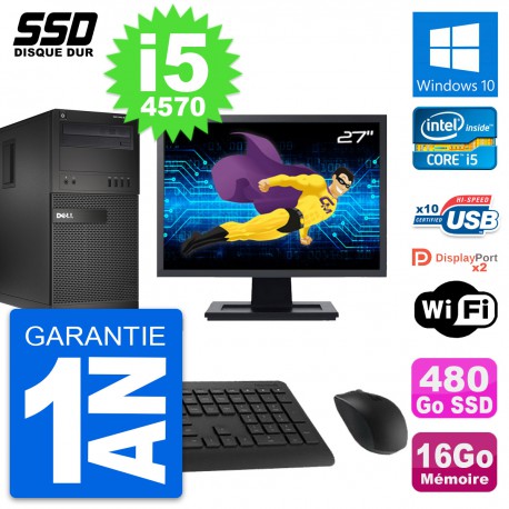 PC Tour Dell XE2 MT Ecran 27" Intel i5-4570 RAM 16Go SSD 480Go Windows 10 Wifi