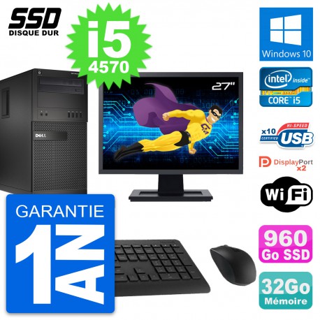 PC Tour Dell XE2 MT Ecran 27" Intel i5-4570 RAM 32Go SSD 960Go Windows 10 Wifi