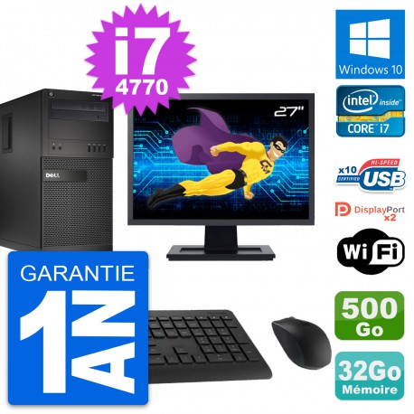 PC Tour Dell XE2 Ecran 27" Intel i7-4770 RAM 32Go Disque 500Go Windows 10 Wifi