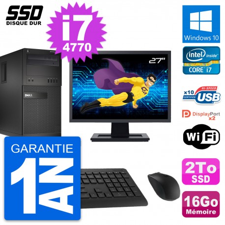 PC Tour Dell XE2 Ecran 27" Intel Core i7-4770 RAM 16Go SSD 2To Windows 10 Wifi