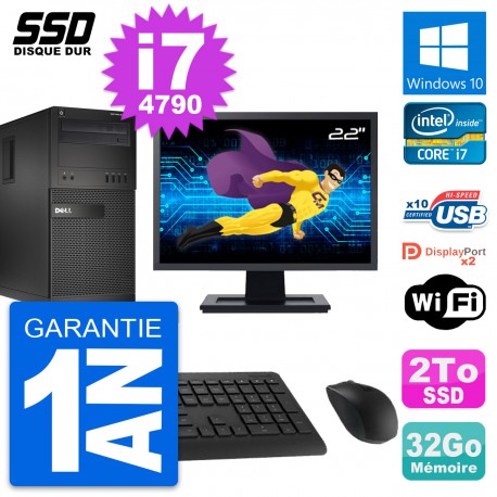 PC Tour Dell XE2 Ecran 22" Intel Core i7-4790 RAM 32Go SSD 2To Windows 10 Wifi