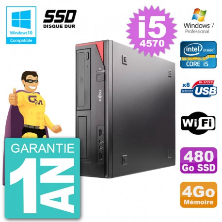 PC Fujitsu Esprimo E520 DT i5-4570 RAM 4Go SSD 480Go Graveur DVD Wifi W7