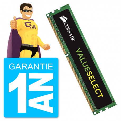 8Go RAM DDR3 PC3-12800U Corsair VALUESELECT CMV8GX3M2A1600C11 DIMM PC Bureau