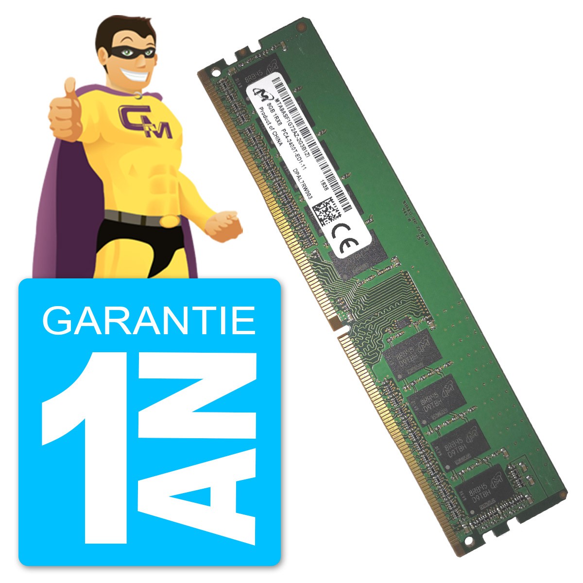 8Go RAM DDR4 PC4-19200E Micron MTA9ASF1G72AZ-2G3B1 DIMM Serveur -  MonsieurCyberMan