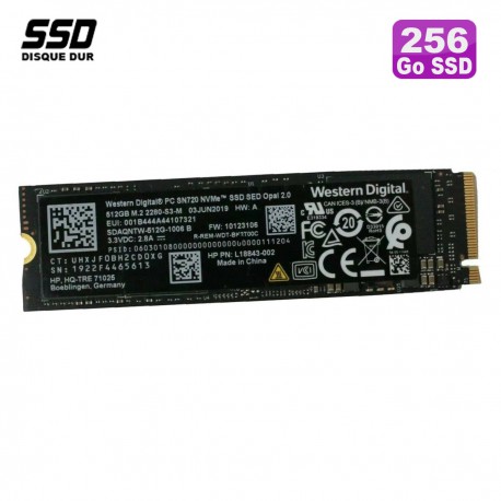 SSD NVMe M.2 2280 256Go Western Digital PC SN720 SDAQNTW-256G-1006 B L18842-002