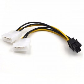 Câble Adaptateur HP 516420-0010-000 PCI-Express 6-Pin vers 2x Molex Mâle 14cm