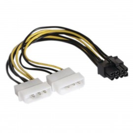 Câble Adaptateur HP 516420-0089-000 PCI-Express 8-Pin vers 2x Molex Mâle 19cm