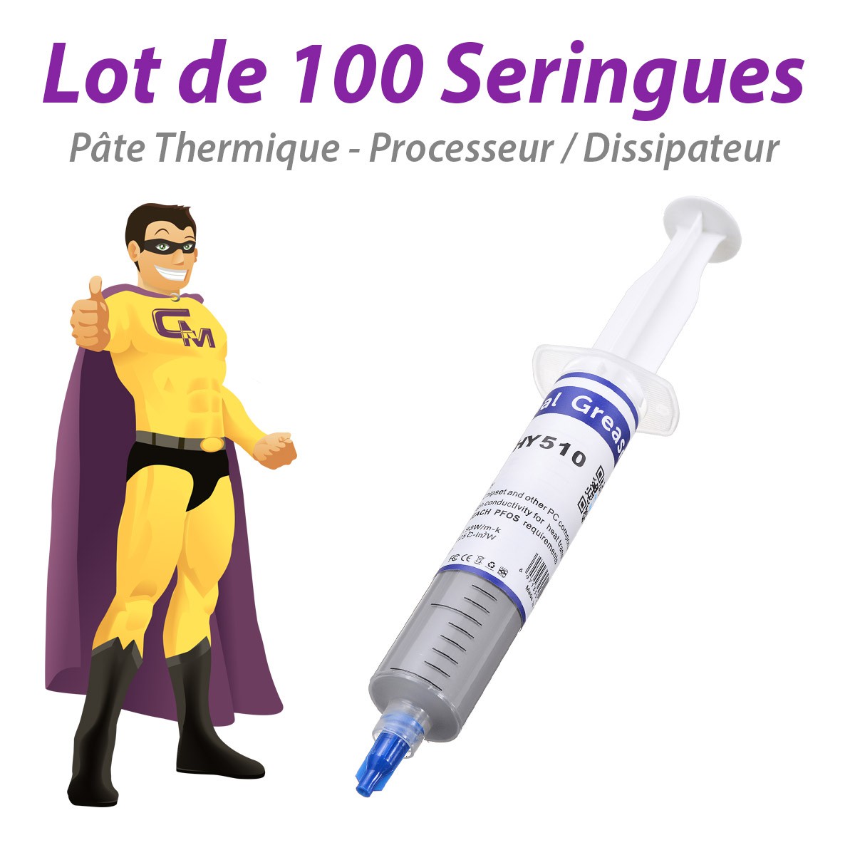 Lot x100 Seringues Pâte Thermique Halnziye HY510 30g Processeur