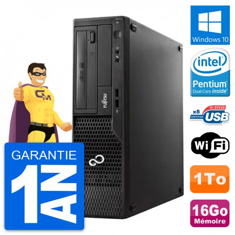 PC Fujitsu Esprimo E510 DT Pentium G2020 RAM 16Go Disque 1To Windows 10 Wifi
