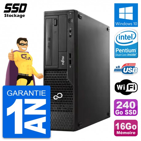 PC Fujitsu Esprimo E510 DT Pentium G2020 RAM 16Go SSD 240Go Windows 10 Wifi