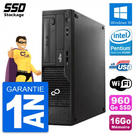 PC Fujitsu Esprimo E510 DT Pentium G2020 RAM 16Go SSD 960Go Windows 10 Wifi