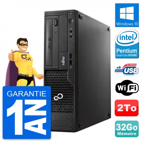 PC Fujitsu Esprimo E510 DT Pentium G2020 RAM 32Go Disque 2To Windows 10 Wifi