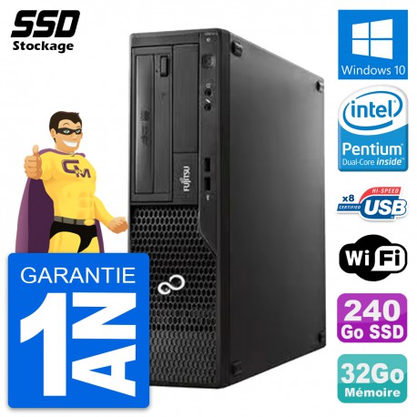 PC Fujitsu Esprimo E510 DT Pentium G2020 RAM 32Go SSD 240Go Windows 10 Wifi