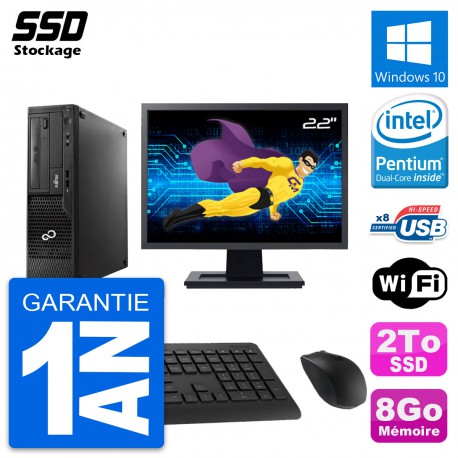 PC Fujitsu Esprimo E510 DT Ecran 22" Intel G2020 RAM 8Go SSD 2To Windows 10 Wifi