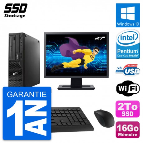 PC Fujitsu Esprimo E510 DT Ecran 27" G2020 RAM 16Go SSD 2To Windows 10 Wifi