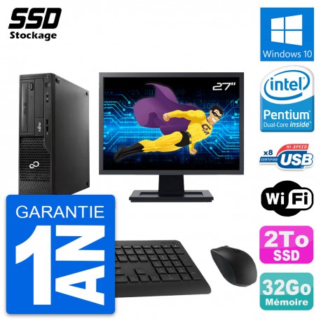 PC Fujitsu Esprimo E510 DT Ecran 27" G2020 RAM 32Go SSD 2To Windows 10 Wifi