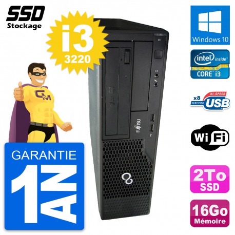 PC Fujitsu Esprimo E510 DT Intel Core i3-3220 RAM 16Go SSD 2To Windows 10 Wifi