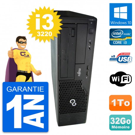 PC Fujitsu Esprimo E510 DT Intel i3-3220 RAM 32Go Disque 1To Windows 10 Wifi