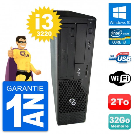 PC Fujitsu Esprimo E510 DT Intel i3-3220 RAM 32Go Disque 2To Windows 10 Wifi